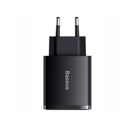 BASEUS Ładowarka sieciowa Baseus Compact Quick Charger, 2xUSB, USB-C, PD, 3A, 30W (CCXJ-E01) Czarna