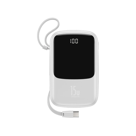 BASEUS Powerbank Baseus Qpow z kablem USB-C, USB-C, 2xUSB, 10000mAh, 15W (PPQD-A02) Biały
