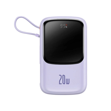 BASEUES Powerbank Qpow Pro z kablem Lightning, USB-C, USB, 10000mAh, 20W (PPQD020005) Fioletowy
