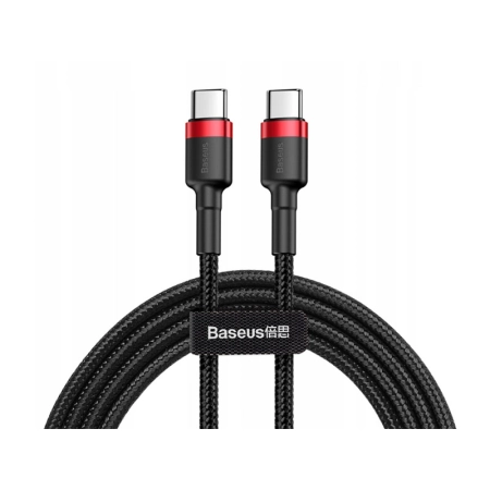 BASEUS Kabel USB-C do USB-C Cafule PD 2.0 QC 3.0 60W 1m (czarno-czerwony) CATKLF-G91