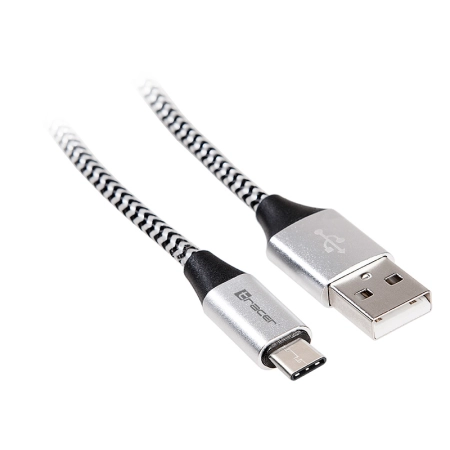 Kabel TRACER USB 2.0 TYPE-C A Male - C Male 1,0m czarno-srebrny