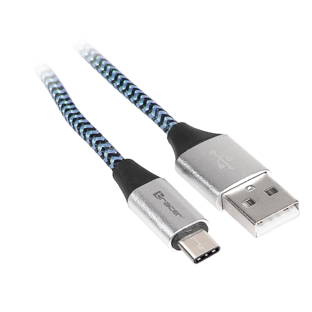 Kabel TRACER USB 2.0 TYPE-C A Male - C Male 1,0m czarno-niebieski