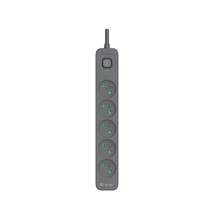 Listwa zasilająca antyprzepięciowa TRACER Power Line+ 1,8 m Graphite (5 gniazd)
