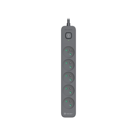Listwa zasilająca antyprzepięciowa TRACER Power Line+ 3,0 m Graphite (5 gniazd)