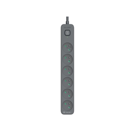 Listwa zasilająca antyprzepięciowa TRACER Power Line+ 1,8 m Graphite (6 gniazd)