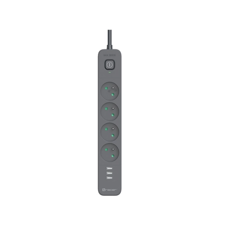 Listwa zasilająca antyprzepięciowa TRACER Power Line+ mobile ready 5 m (4 gniazda + 3x USB A, 5V 2,4A)