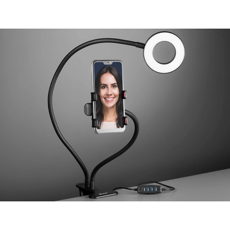 Lampa TRACER RING 8.5cm 48 LED z uchwytem na telefon