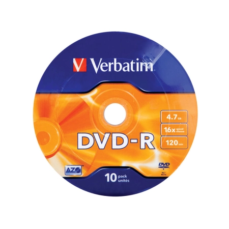 DVD-R VERBATIM 4,7GB 16x WRAP 10pk 43729