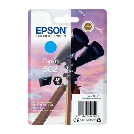 Epson Tusz 502 Stylus T02V24 Cyan 3.3ml